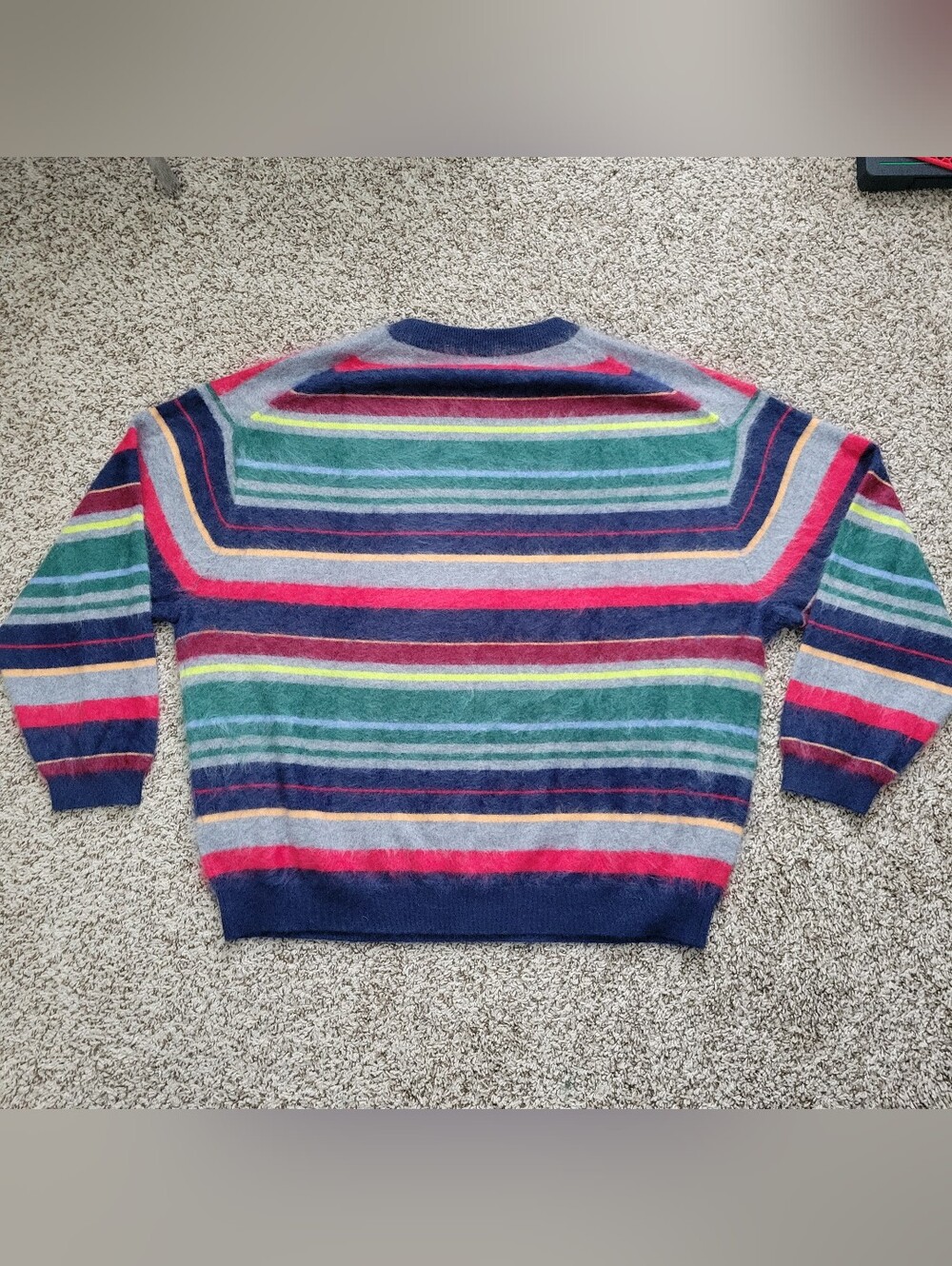 J. Crew Brushed Cashmere Relaxed Crewneck Sweater Vintage Stripe Striped Large - Picture 8 of 8